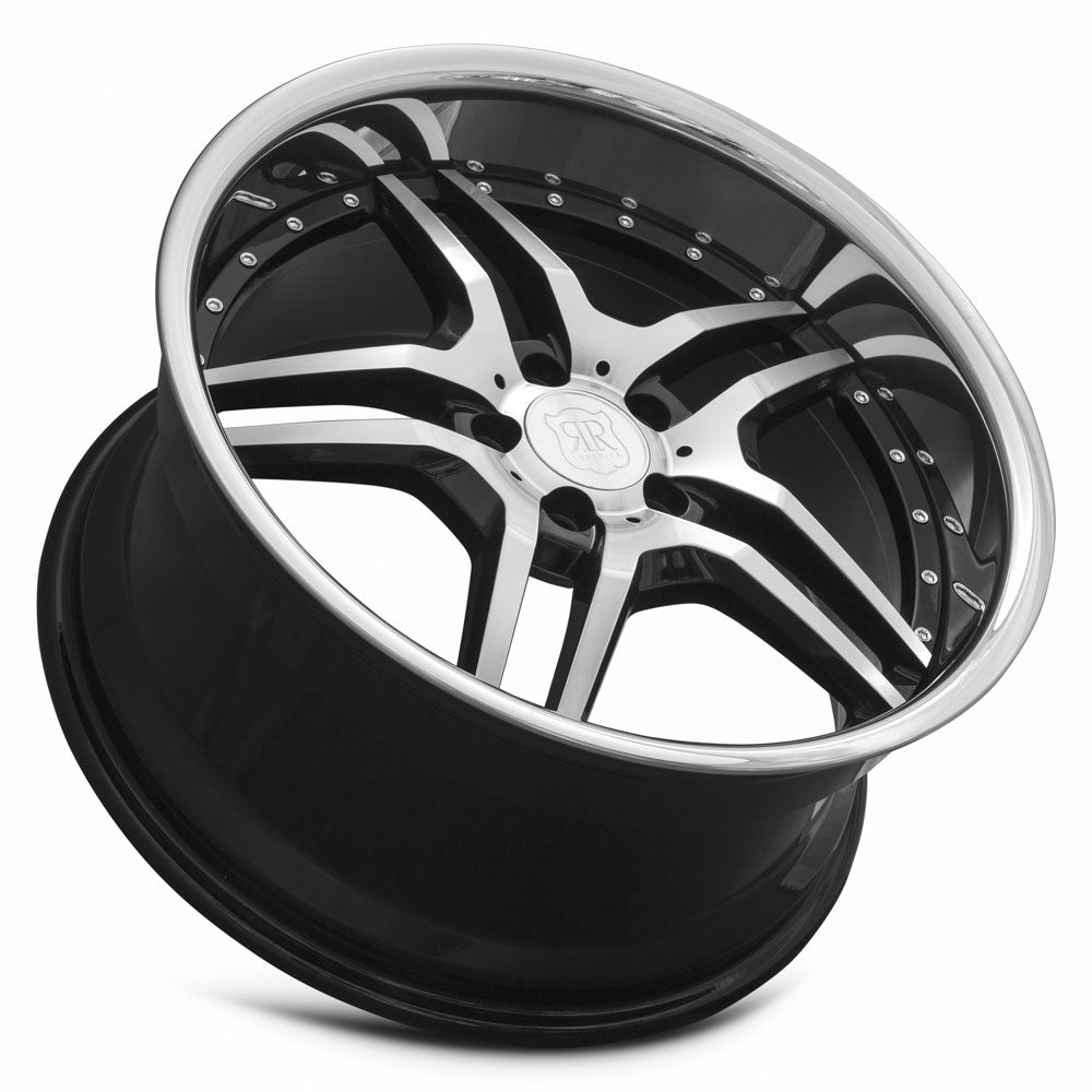 MRR RW2 20x10 35 5x112mm 66.6mm Black w/ Stainless Lip