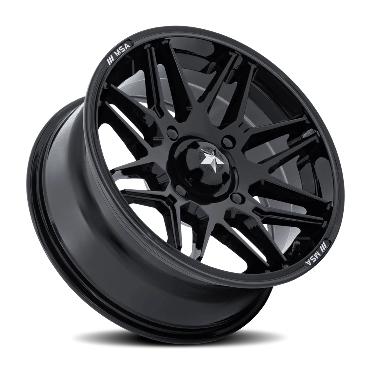 MSA Radar UTV 15x7" 4x156mm 115.1mm CB +10mm Gloss Black