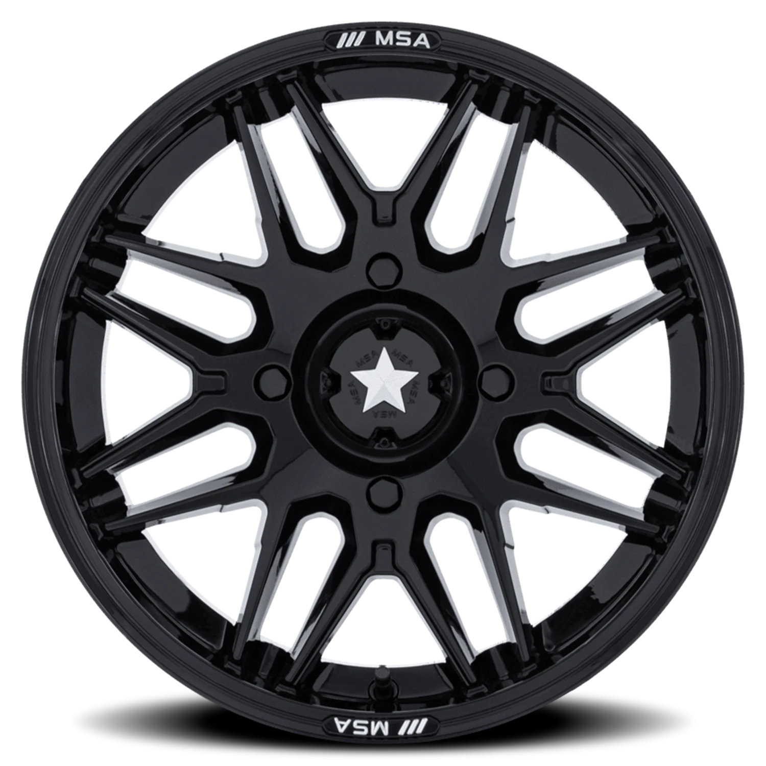 MSA Radar UTV 15x7" 4x156mm 115.1mm CB +10mm Gloss Black