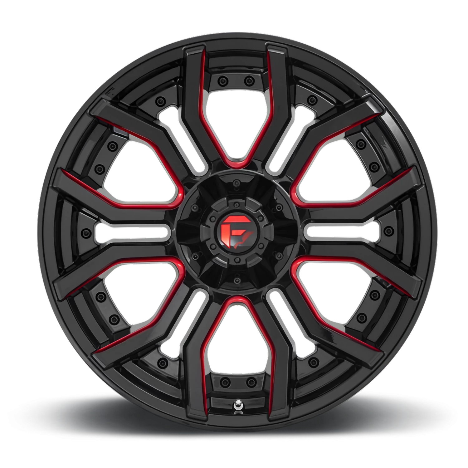 Fuel Rage 20x10" 5x127mm 87.1mm CB -18mm Gloss Black Red Tinted Clear