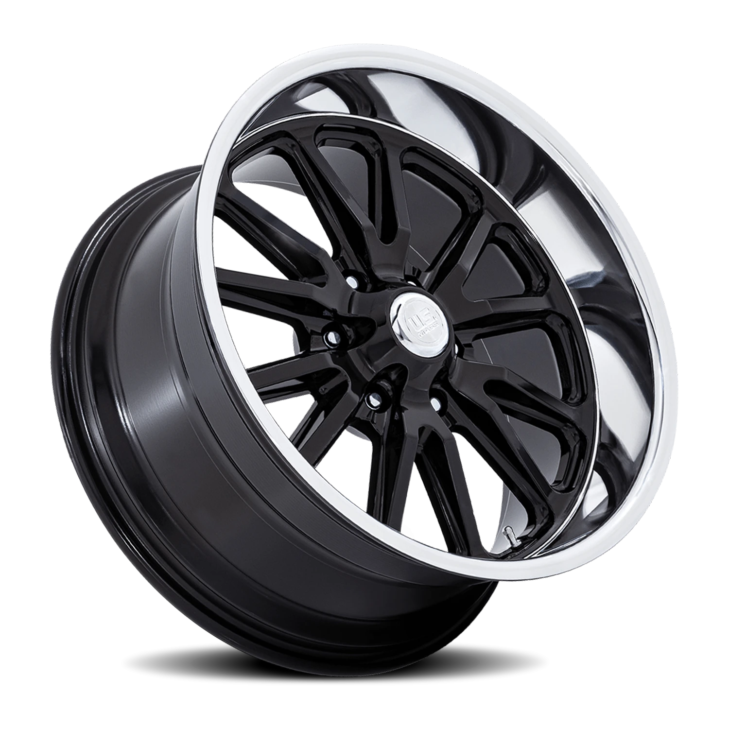 US Mags Rambler 6 20x9.5" 6x127mm 78.1mm CB +1mm Gloss Black Diamond Cut Lip