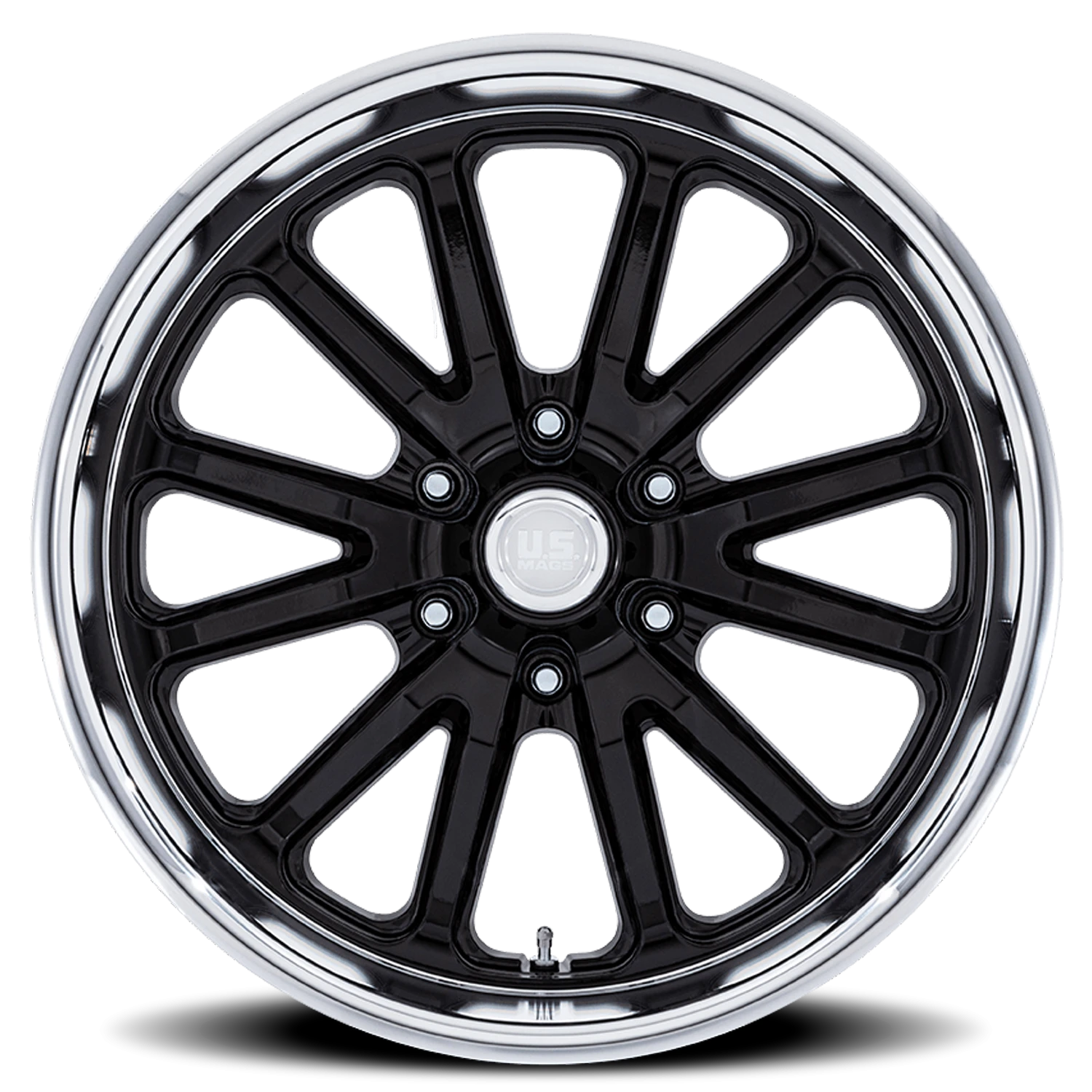 US Mags Rambler 6 20x9.5" 6x127mm 78.1mm CB +1mm Gloss Black Diamond Cut Lip