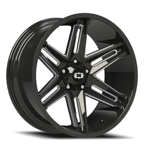 Vision 363 20x12 -51 5x127mm 78.1mm Gloss Black Milled Spokes