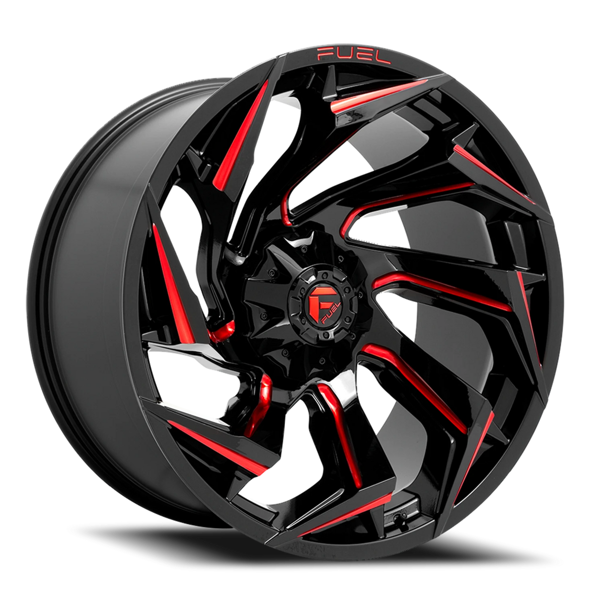 Fuel Reaction 18x9 +1 8x165.1mm 125.1mm Gloss Black Milled-Red Tint