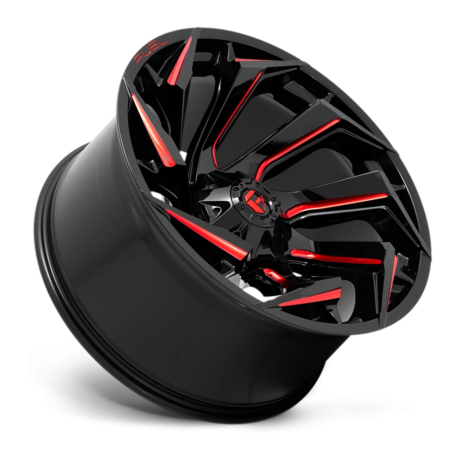 Fuel Reaction 20x9" 6x135mm 106.1mm CB +20mm Gloss Black Milled-Red Tint