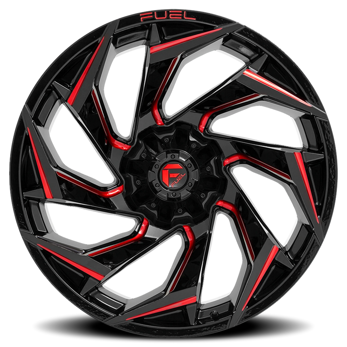 Fuel Reaction 22x10 -18 8x170mm 125.1mm Gloss Black Milled-Red Tint