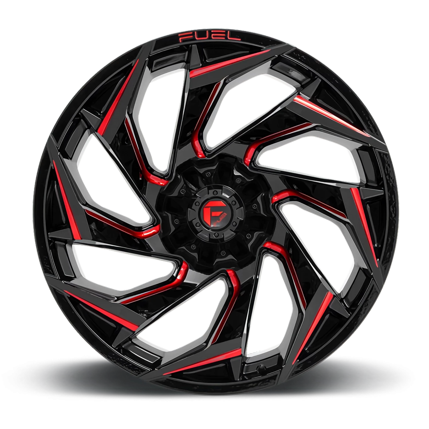 Fuel Reaction 20x9" 6x135mm 106.1mm CB +20mm Gloss Black Milled-Red Tint