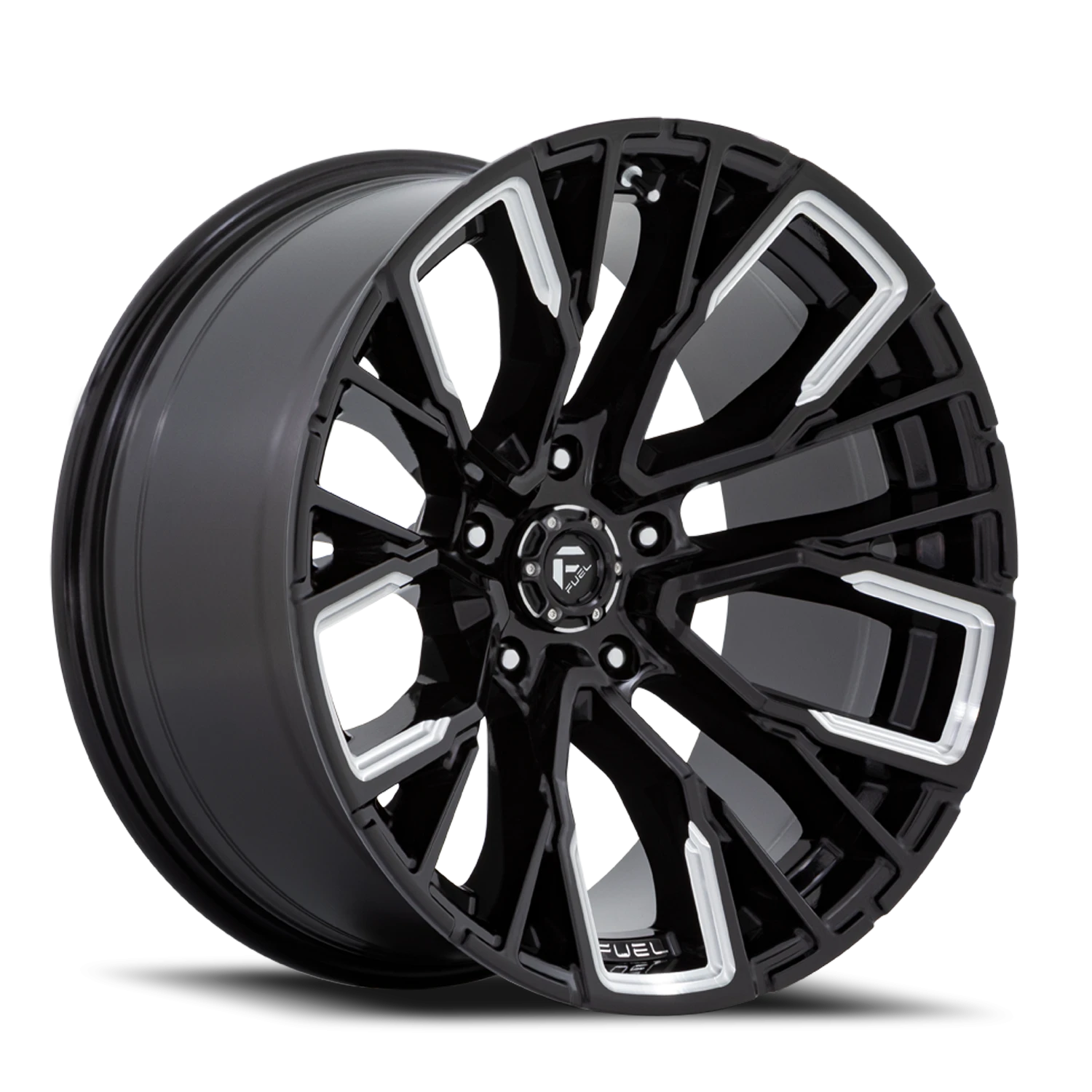 Fuel Rebar 5 22x12" 5x127mm 71.5mm CB -44mm Gloss Black Milled