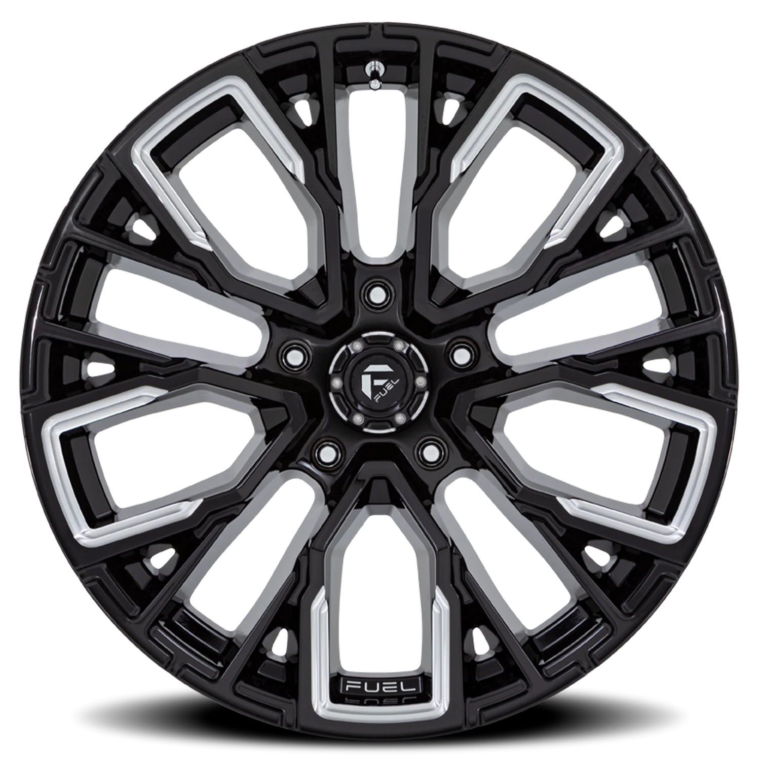 Fuel Rebar 5 22x12" 5x139.7mm 78.1mm CB -44mm Gloss Black Milled
