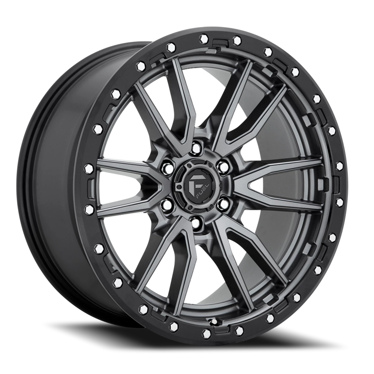Fuel Rebel 18x9 +1 6x114.3mm 66.3mm Matte Gunmetal Black Bead Ring