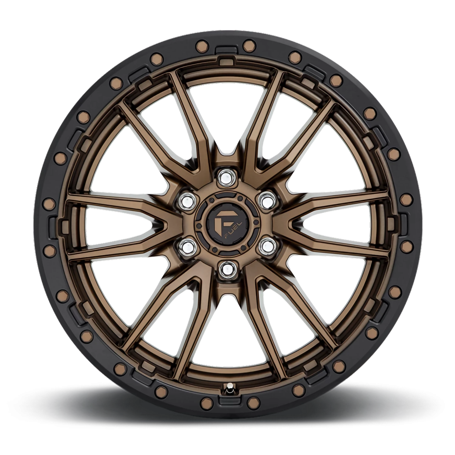 Fuel Rebel 17x9" 6x135mm 87.1mm CB -12mm Matte Bronze Black Bead Ring