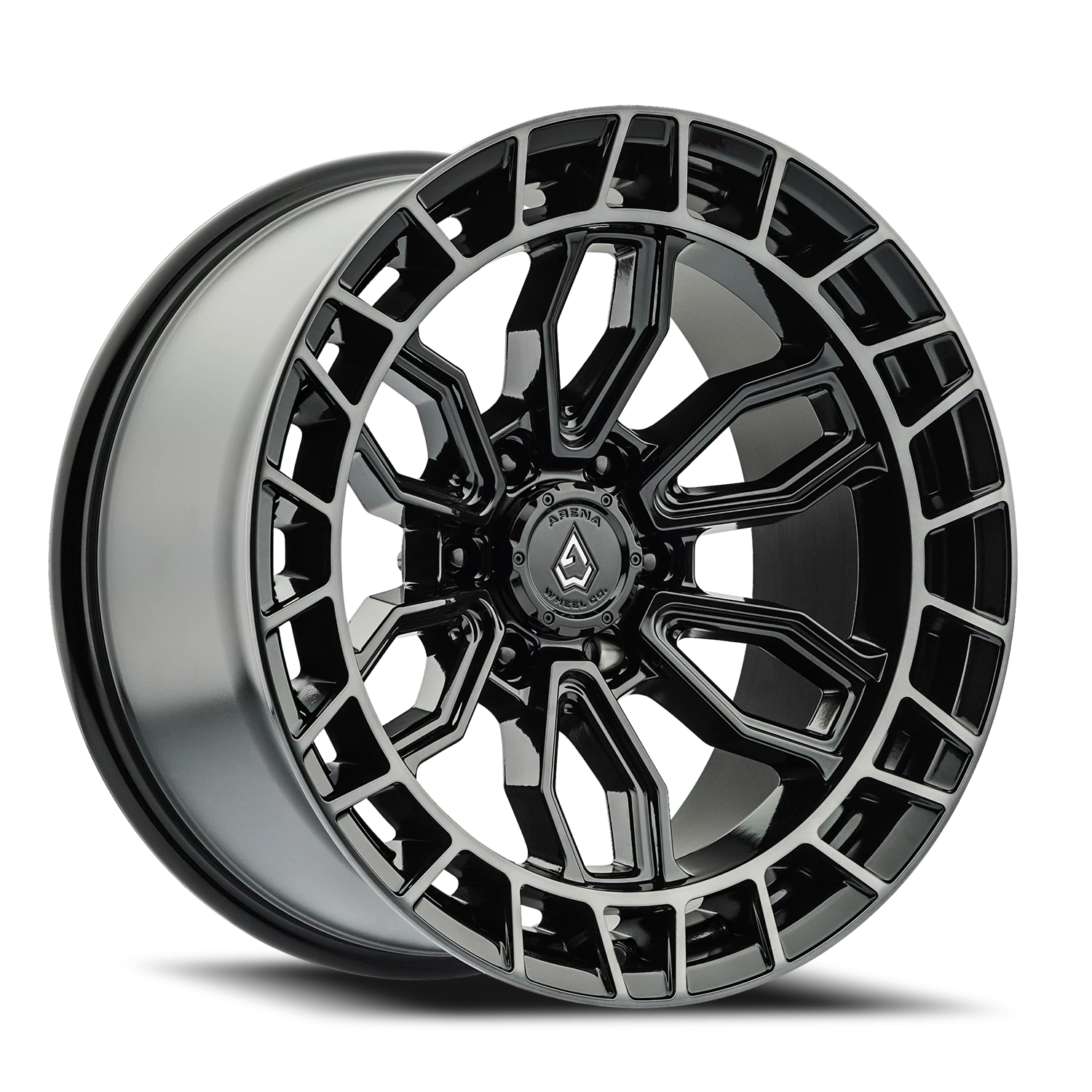 Arena Recon 22x10" 6x135mm 87.12mm CB -18mm Gloss Glossy Black Center Machined-DDT Lip