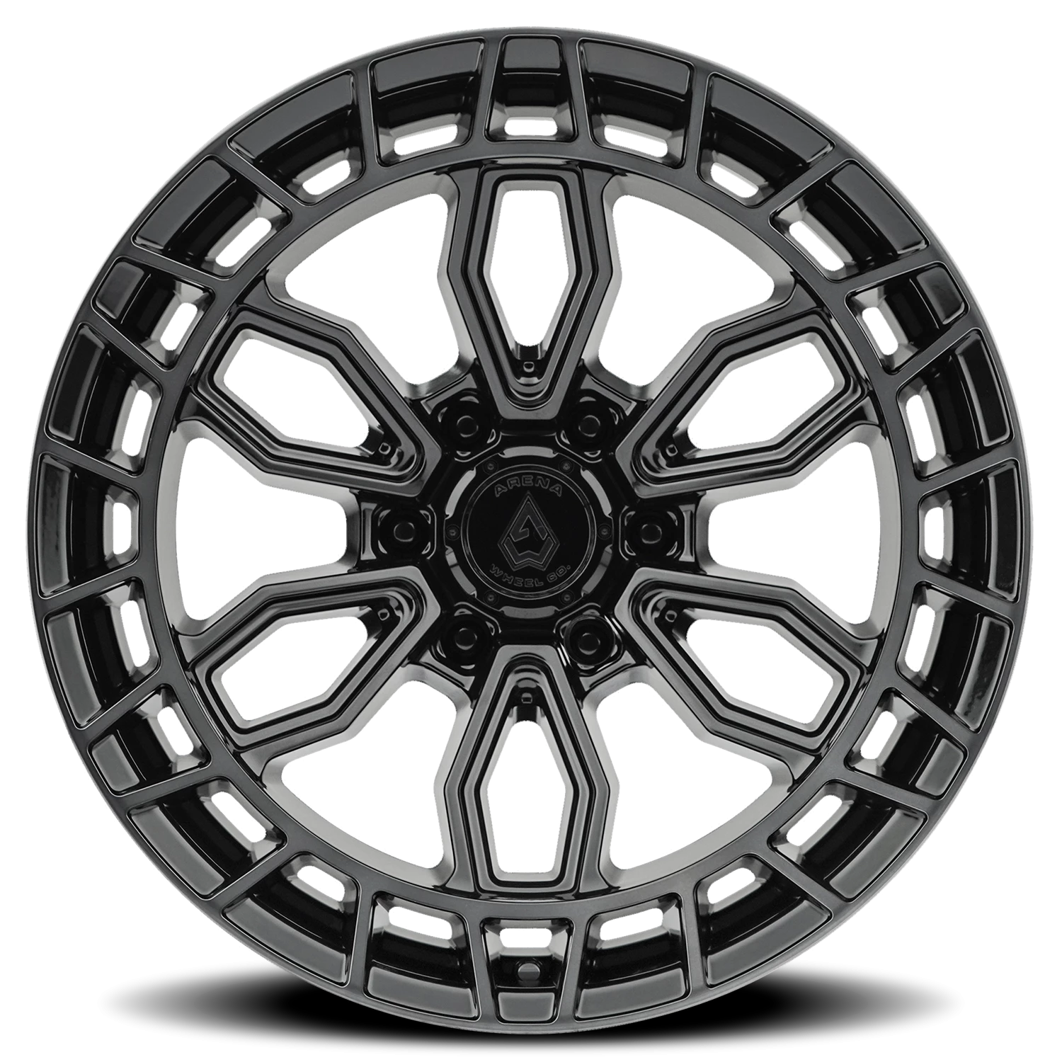 Arena Recon 20x10" 6x135mm 87.12mm CB -18mm Gloss Glossy Black Center Machined-DDT Lip