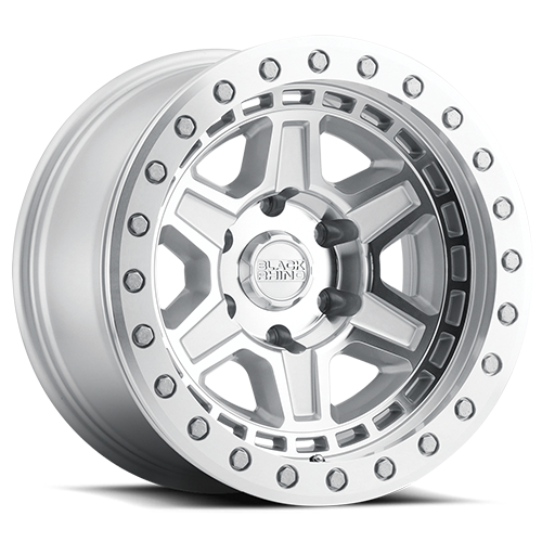Black Rhino Reno Beadlock 17x8.5" 5x127mm 71.6mm CB -38mm Silver Mirror Face-Machined Lip-Silver Bolts