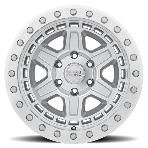 Black Rhino Reno Beadlock 17x8.5" 5x127mm 71.6mm CB -38mm Silver Mirror Face-Machined Lip-Silver Bolts