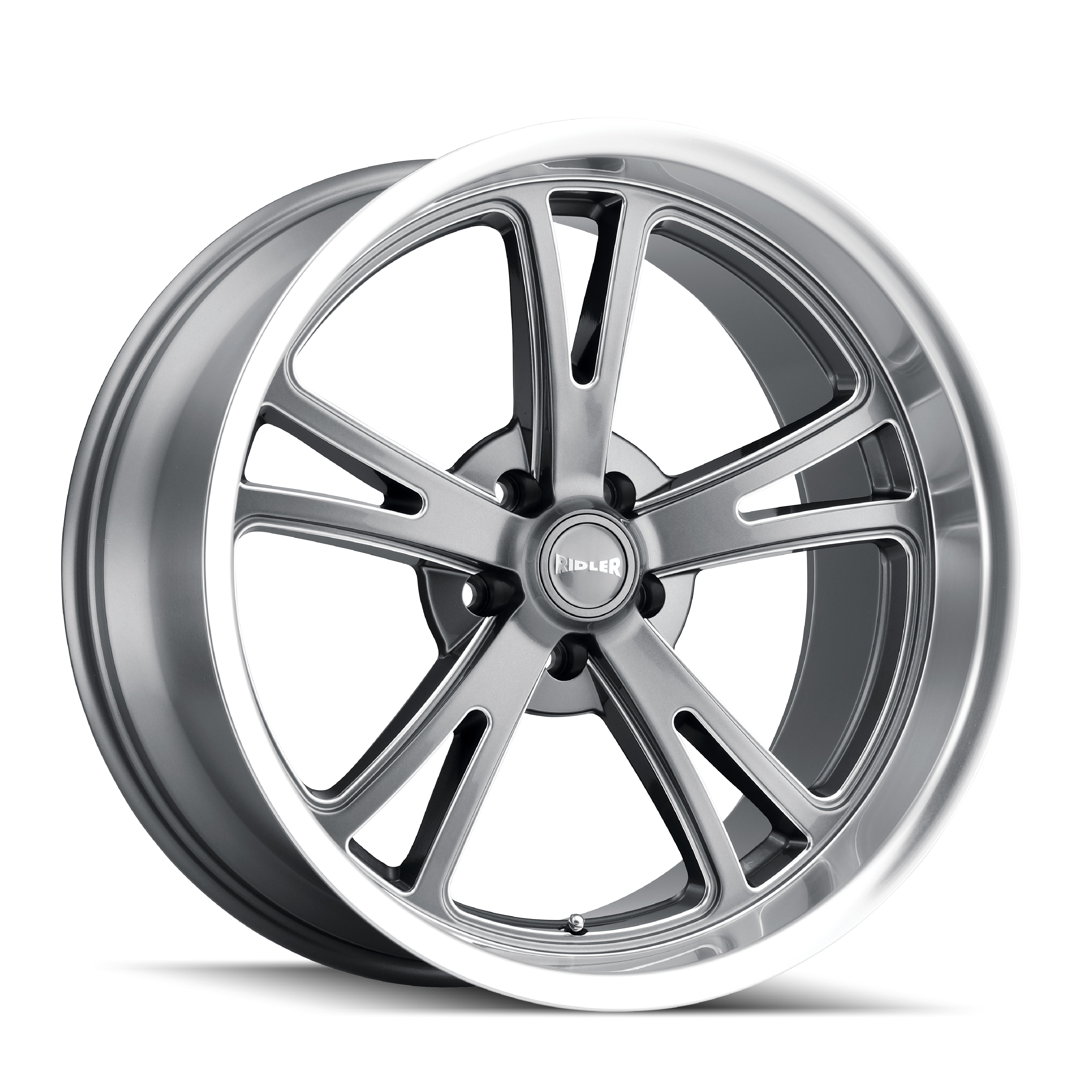Ridler 606 20x10" 5x120.65mm 83.82mm CB 0mm Grey Milled Spokes-Diamond Lip