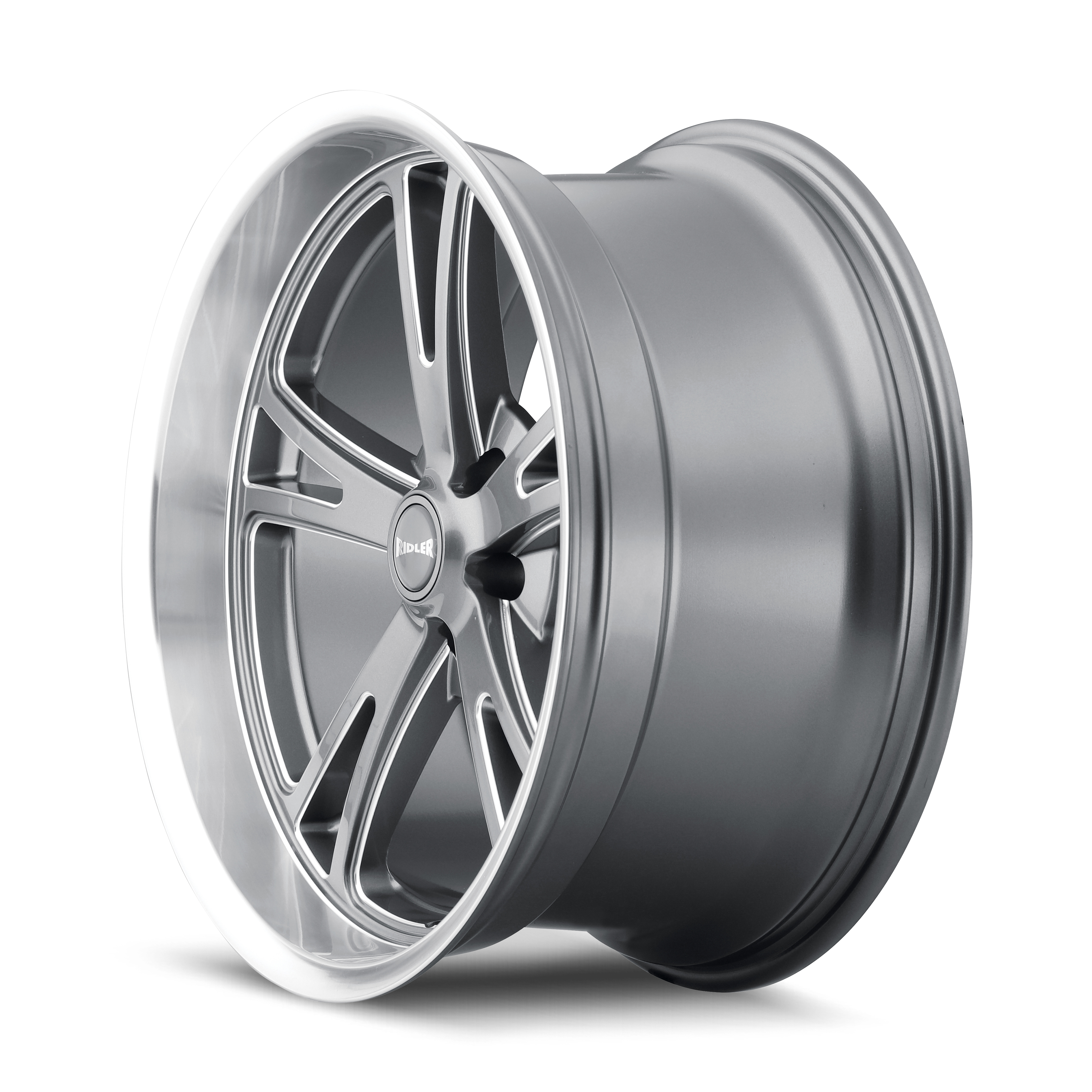 Ridler 606 20x10" 5x120.65mm 83.82mm CB 0mm Grey Milled Spokes-Diamond Lip