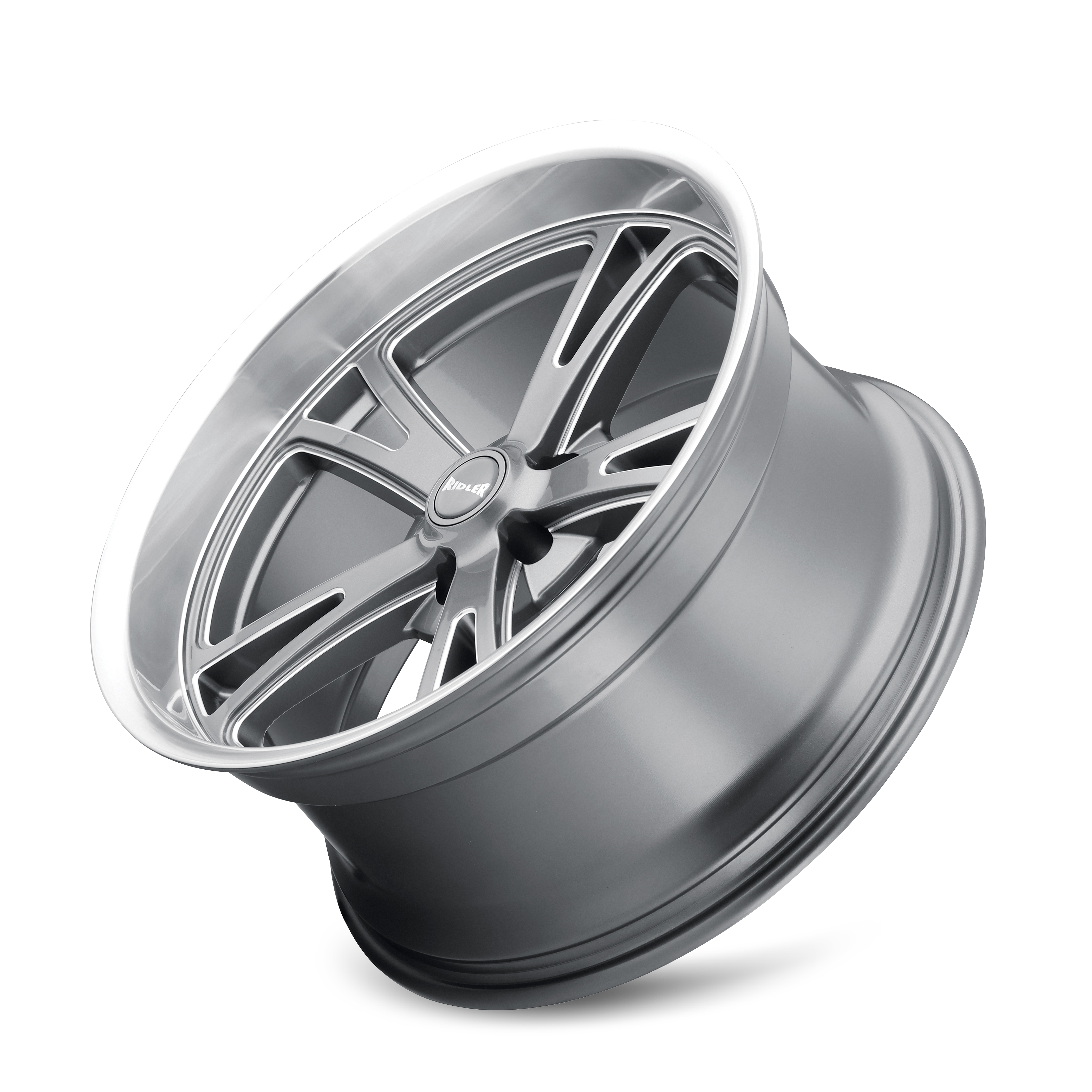 Ridler 606 20x10" 5x120.65mm 83.82mm CB 0mm Grey Milled Spokes-Diamond Lip