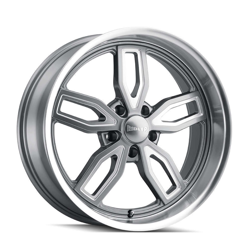 Ridler 608 18x8" 5x114.3mm 72.62mm CB 0mm Grey Milled Spokes-Diamond Lip