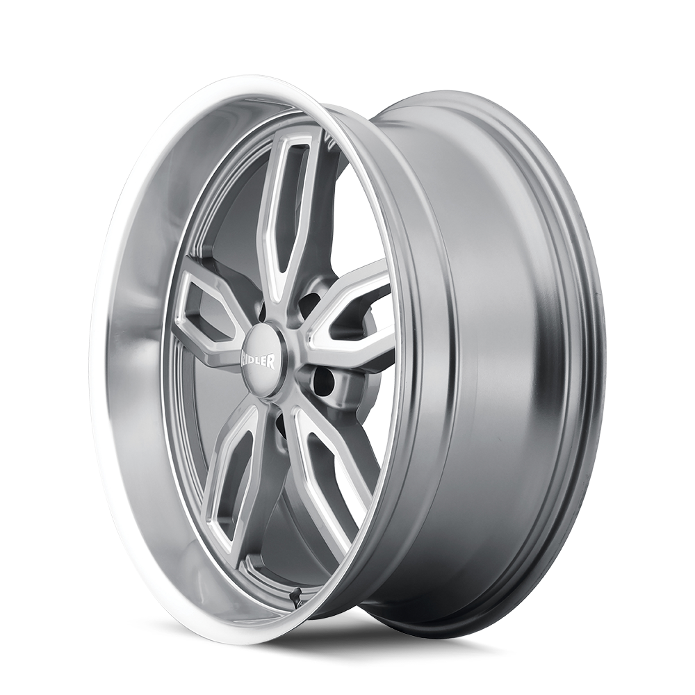 Ridler 608 18x8" 5x114.3mm 72.62mm CB 0mm Grey Milled Spokes-Diamond Lip