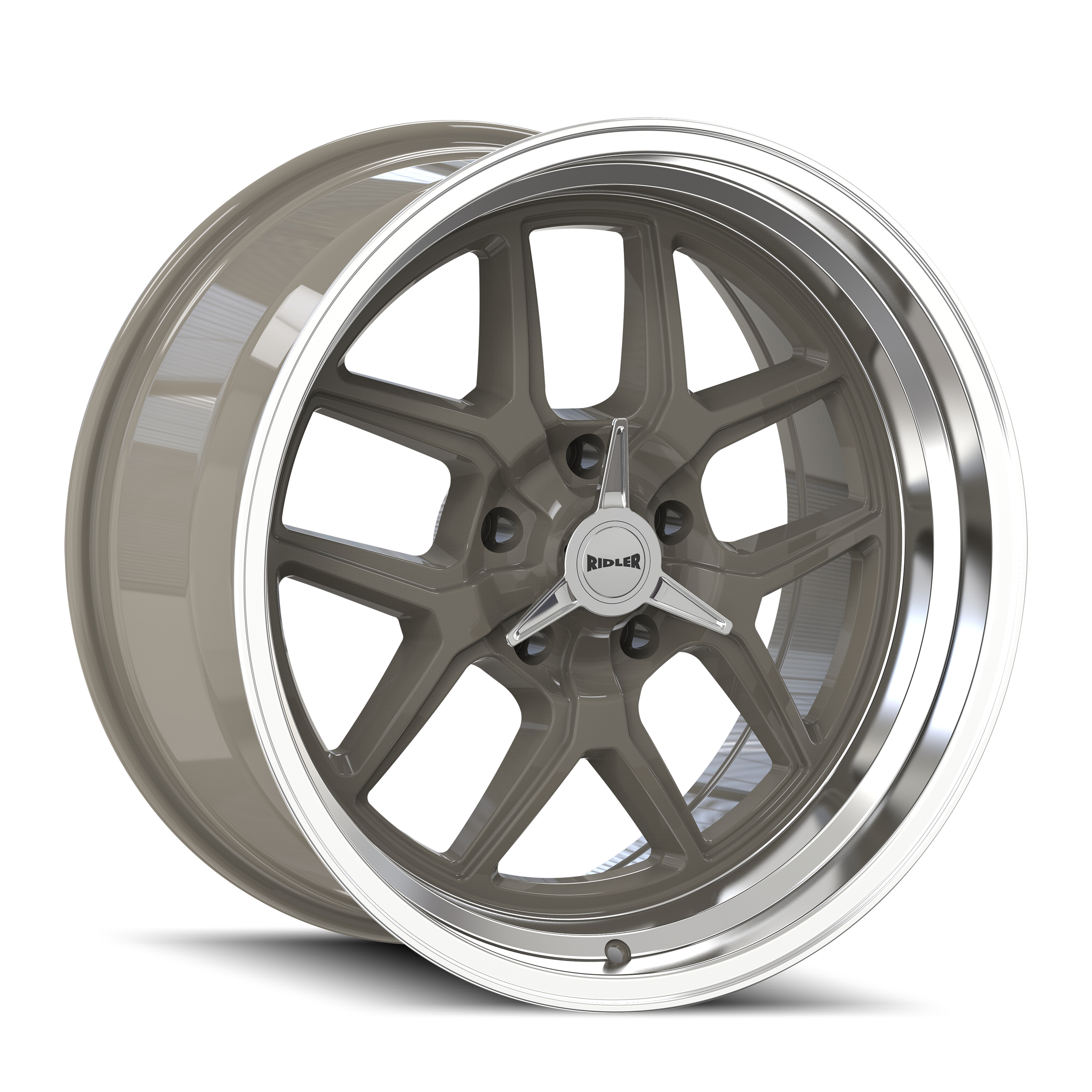 Ridler 610 20x10" 5x114.3mm 83.82mm CB 0mm Grey Polished Lip