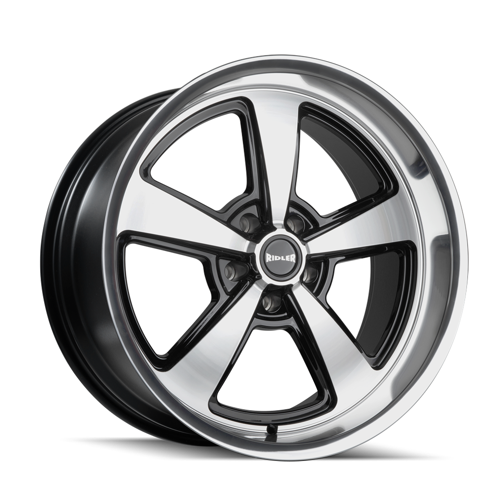 Ridler 652 18x8" 5x139.7mm 108.1mm CB 0mm Gloss Black Diamond Cut Face & Lip