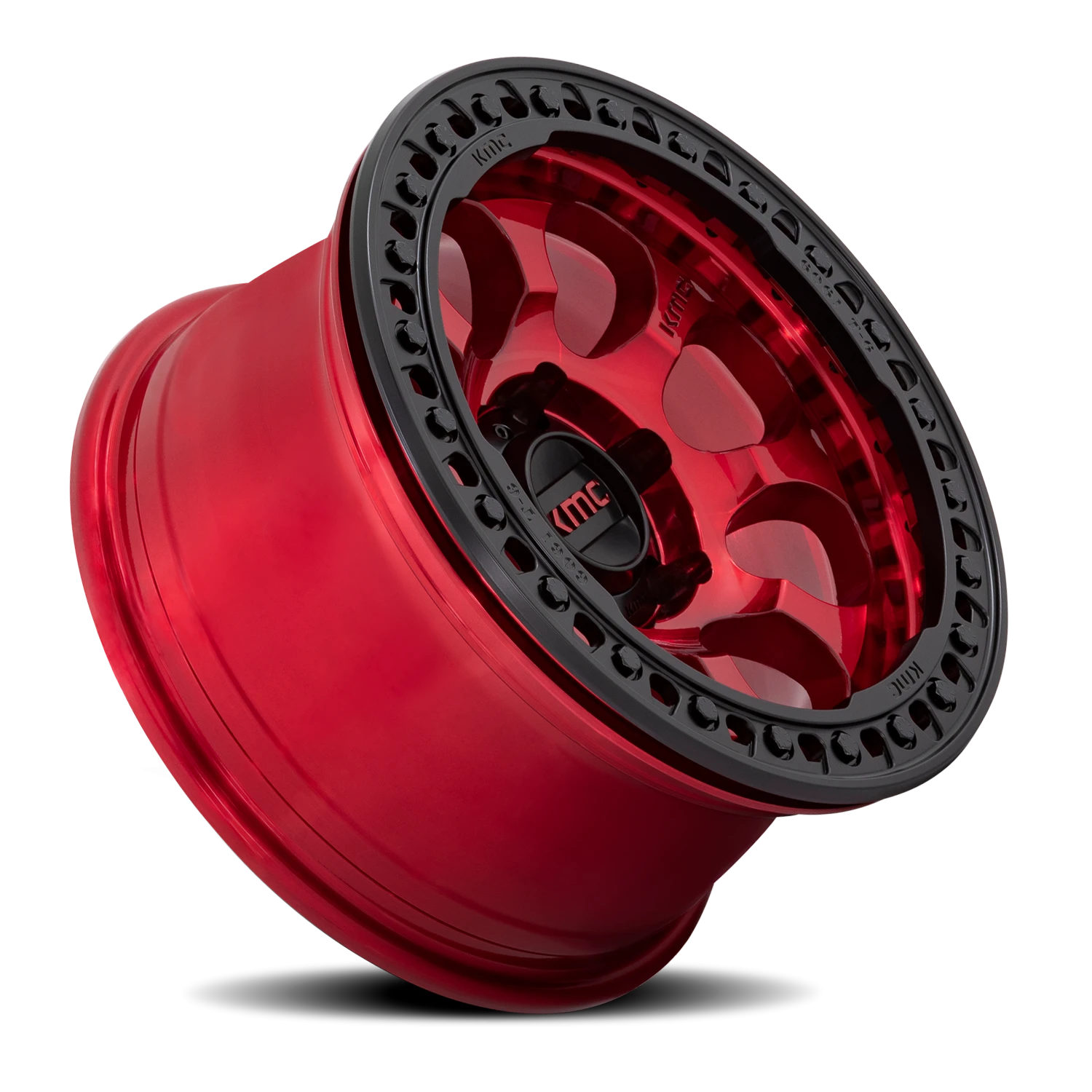 KMC Riot Beadlock 17x9" 5x127mm 71.5mm CB -38mm Candy Red Satin Black Ring