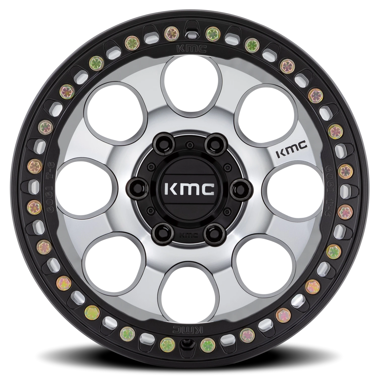 KMC Riot Beadlock 17x9" 6x139.7mm 108mm CB -12mm Satin Black Machined Face-Black Windows-Black Ring