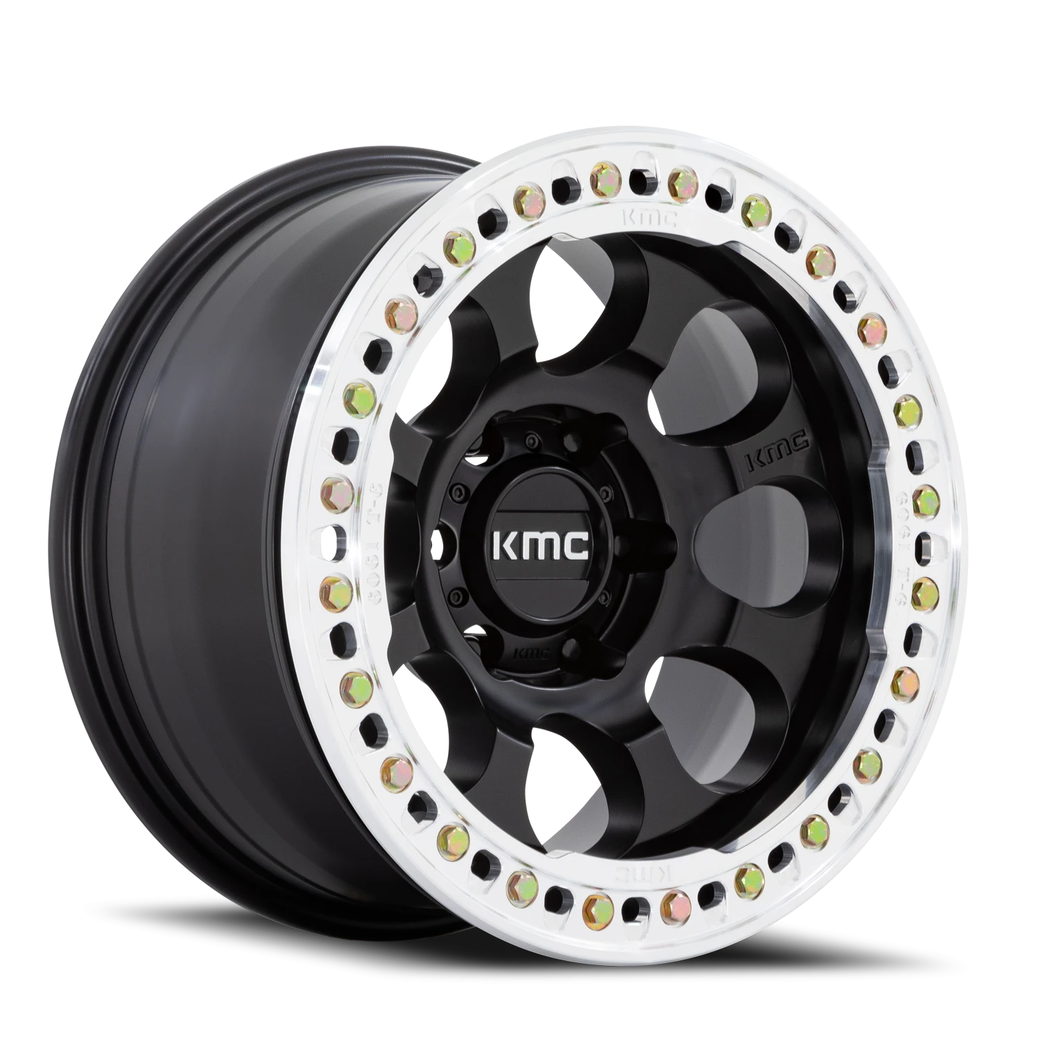 KMC Riot Beadlock 17x9" 5x127mm 71.5mm CB -12mm Satin Black Machined Ring