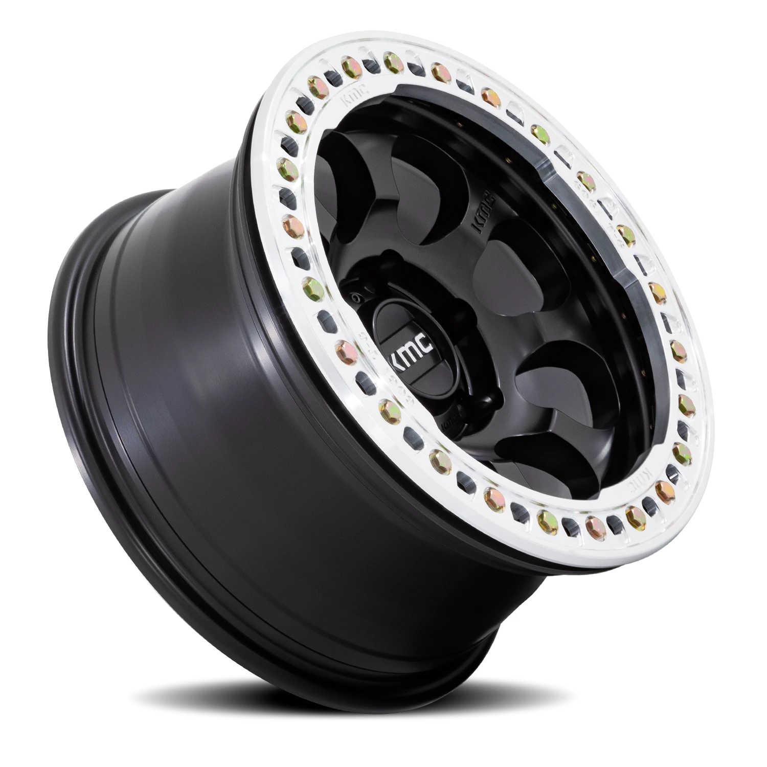 KMC Riot Beadlock 17x8.5" 5x127mm 71.5mm CB 0mm Satin Black Machined Ring