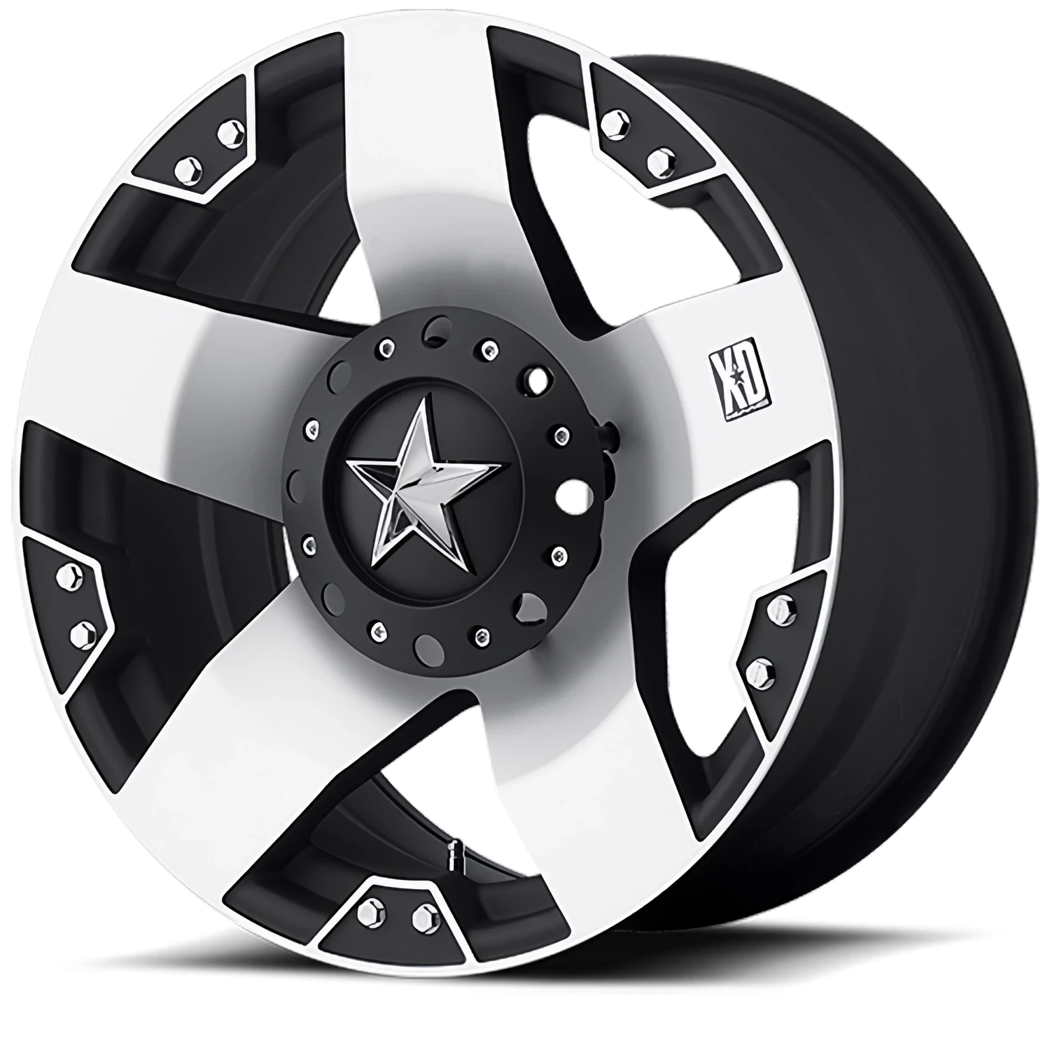 XD Series Rockstar 20x10" 5x127mm 87.1mm CB -24mm Machined Silver Black Windows