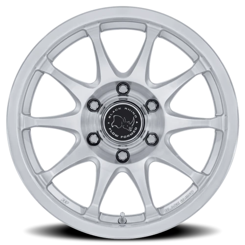 Black Rhino Ronin 17x8.5 +25 6x139.7mm 106.1mm Gloss Silver Machined Face
