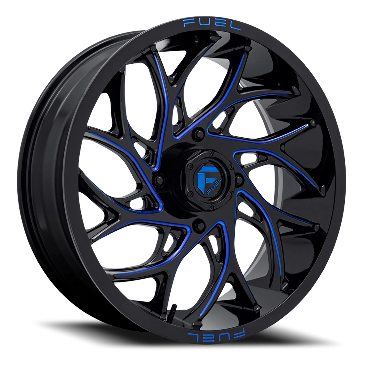 Fuel Runner UTV 22x7 +0 4x156mm 132mm Gloss Black Milled Candy Blue