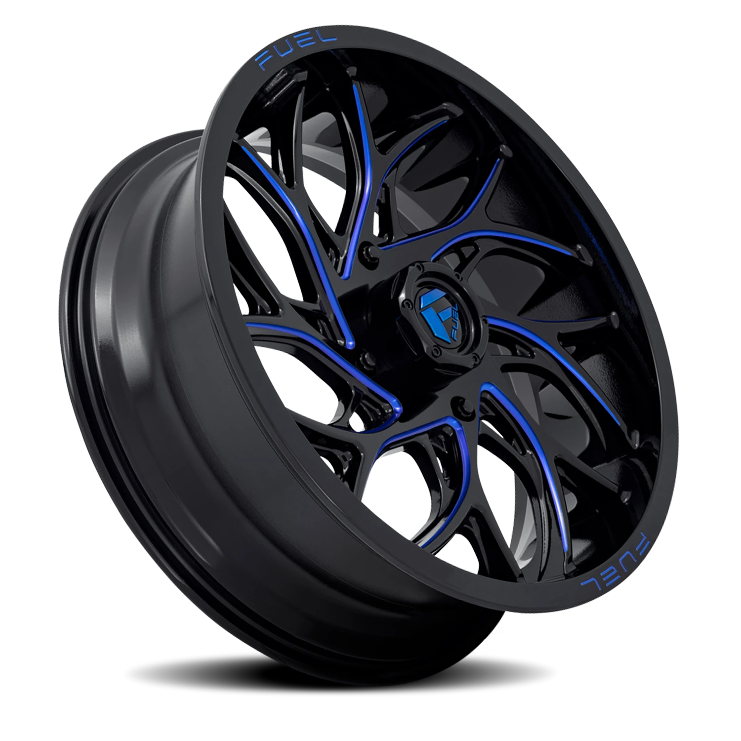 Fuel Runner UTV 24x7" 4x156mm 132mm CB +13mm Gloss Black Milled Candy Blue