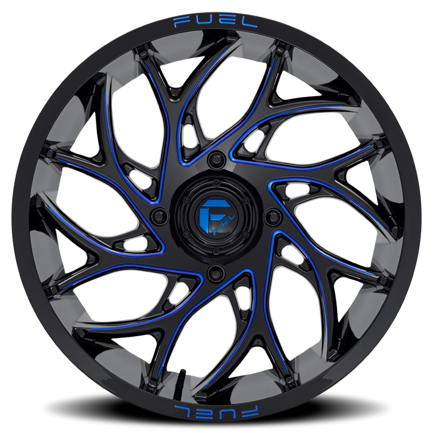 Fuel Runner UTV 18x7" 4x156mm 132mm CB +13mm Gloss Black Milled Candy Blue