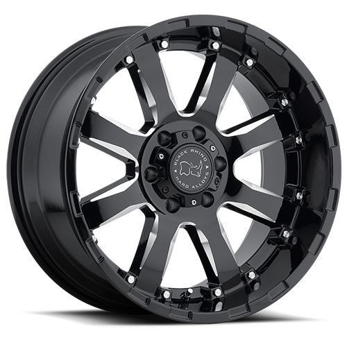 Black Rhino Sierra 17x9" 6x139.7mm 112mm CB +12mm Gloss Black Milled Spokes