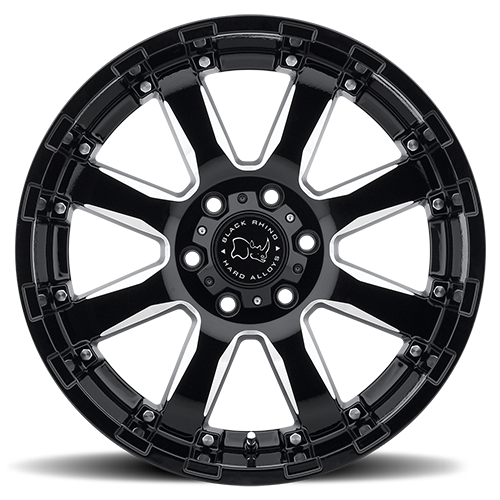 Black Rhino Sierra 17x9" 6x139.7mm 112mm CB +12mm Gloss Black Milled Spokes