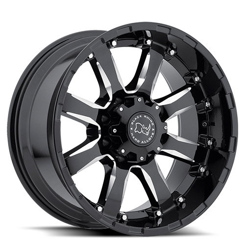 Black Rhino Sierra 17x9" 8x165.1mm 122mm CB -12mm Gloss Black Milled Spokes