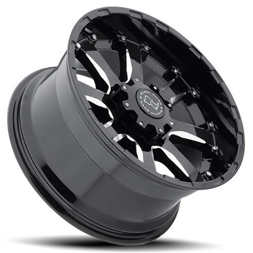 Black Rhino Sierra 17x9" 8x165.1mm 122mm CB -12mm Gloss Black Milled Spokes