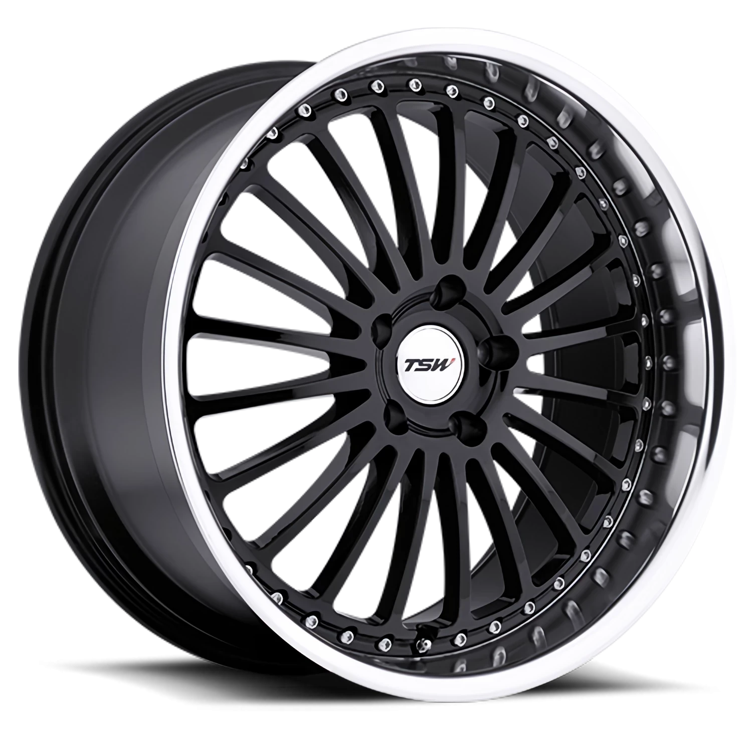 TSW Silverstone 18x8" 5x110mm 72.1mm CB +40mm Gloss Black Mirror Cut Lip
