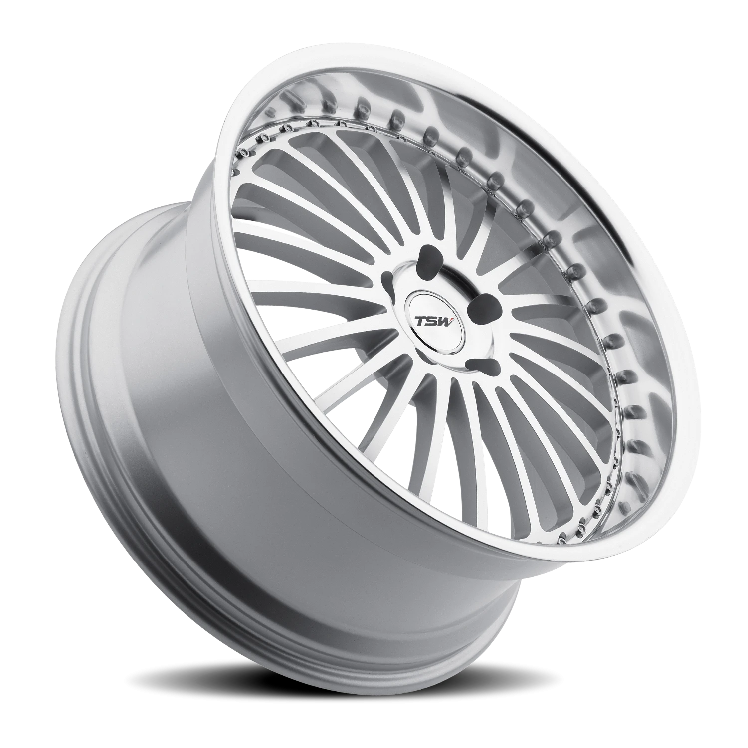 TSW Silverstone 20x8.5" 5x108mm 72.1mm CB +40mm Silver Mirror Cut Face-Mirror Cut Lip