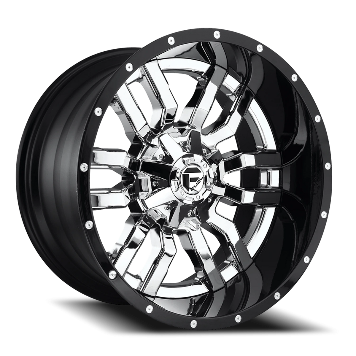 Fuel Sledge 20x12 -43 8x165.1mm 125.2mm Chrome Gloss Black Lip