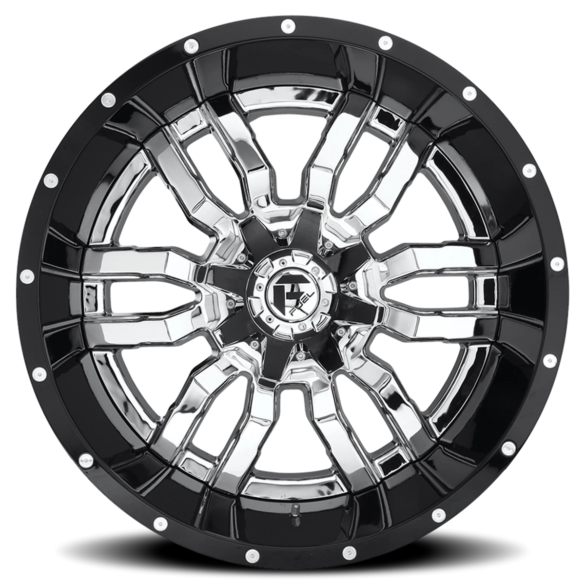 Fuel Sledge 20x10 -18 8x165.1mm 125.2mm Chrome Gloss Black Lip