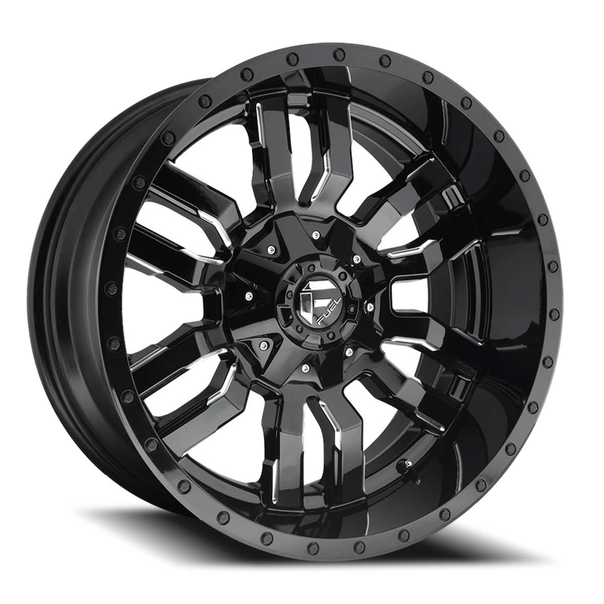 Fuel Sledge 22x10 -18 8x165.1mm 125.1mm Gloss Black Milled