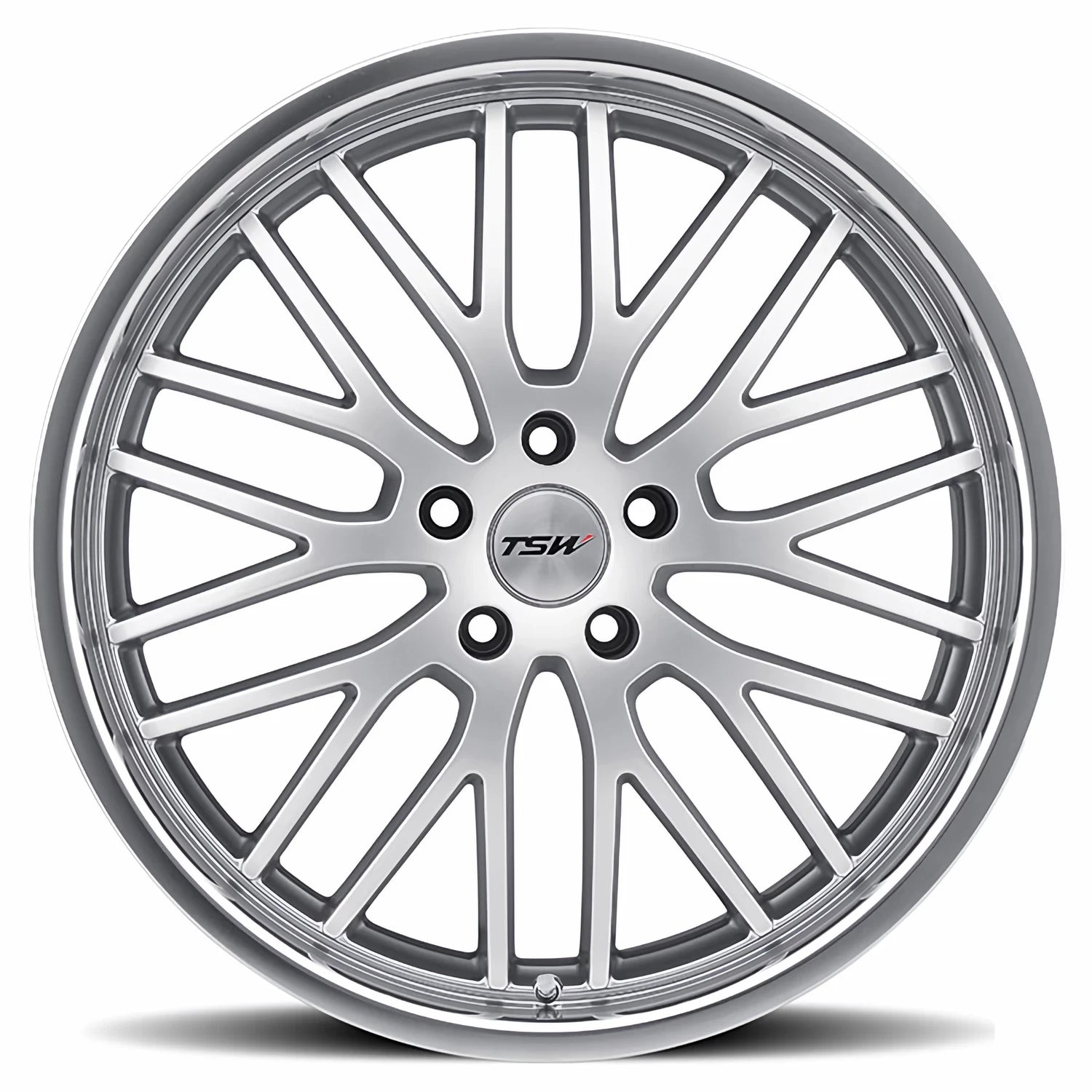 TSW Snetterton 18x8" 5x120mm 76.1mm CB +35mm Hyper Silver Mirror Cut Lip