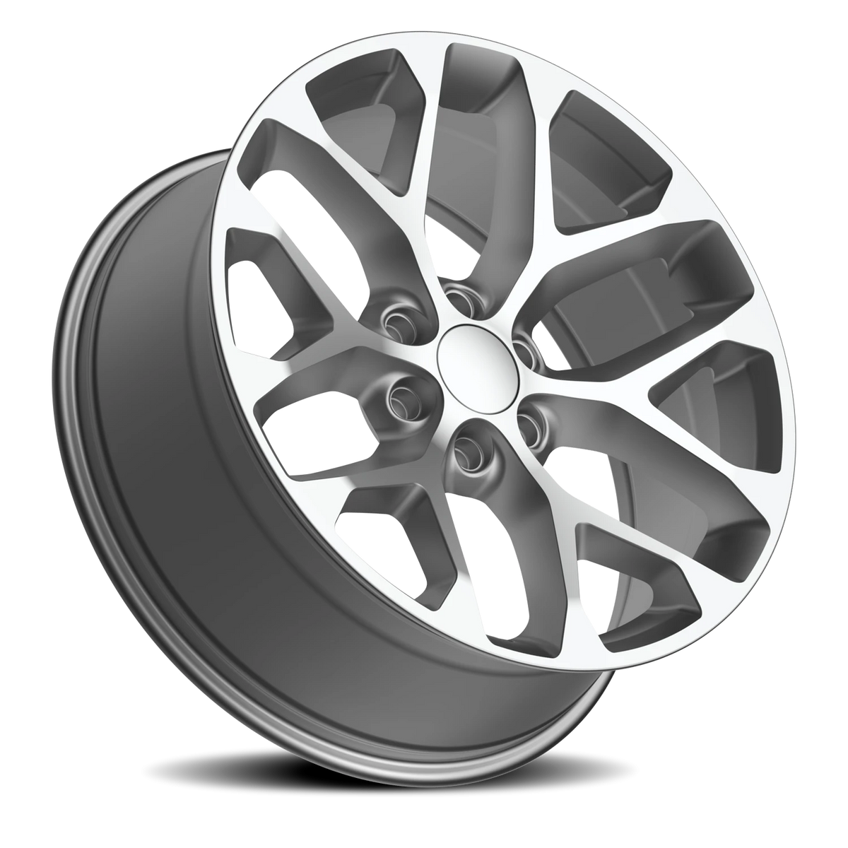 Replica Alloys Snowflake 22x9 +24 6x139.7mm 78.1mm Silver Machined Face