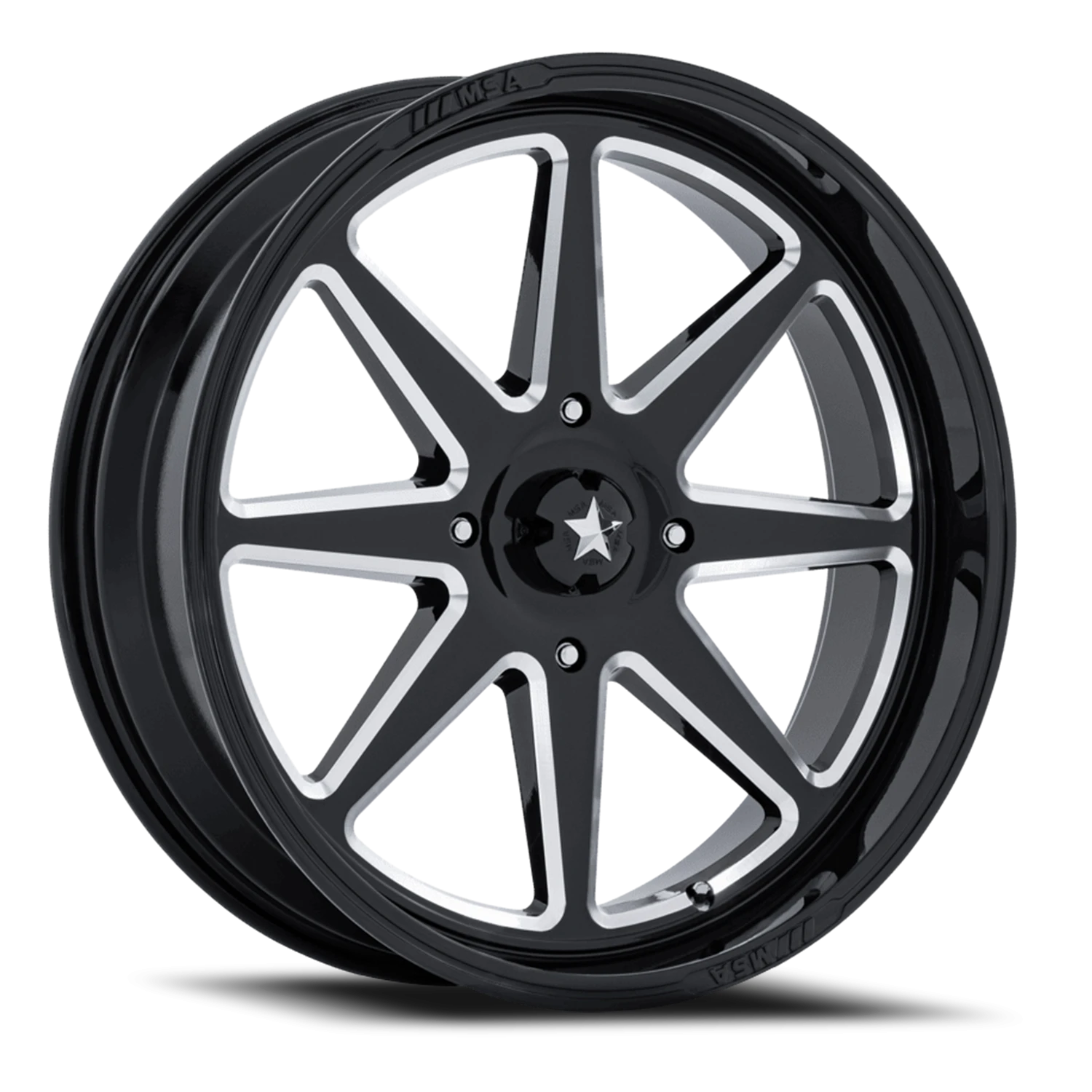 MSA Spark UTV 14x7" 4x110mm 86mm CB -47mm Gloss Black Milled