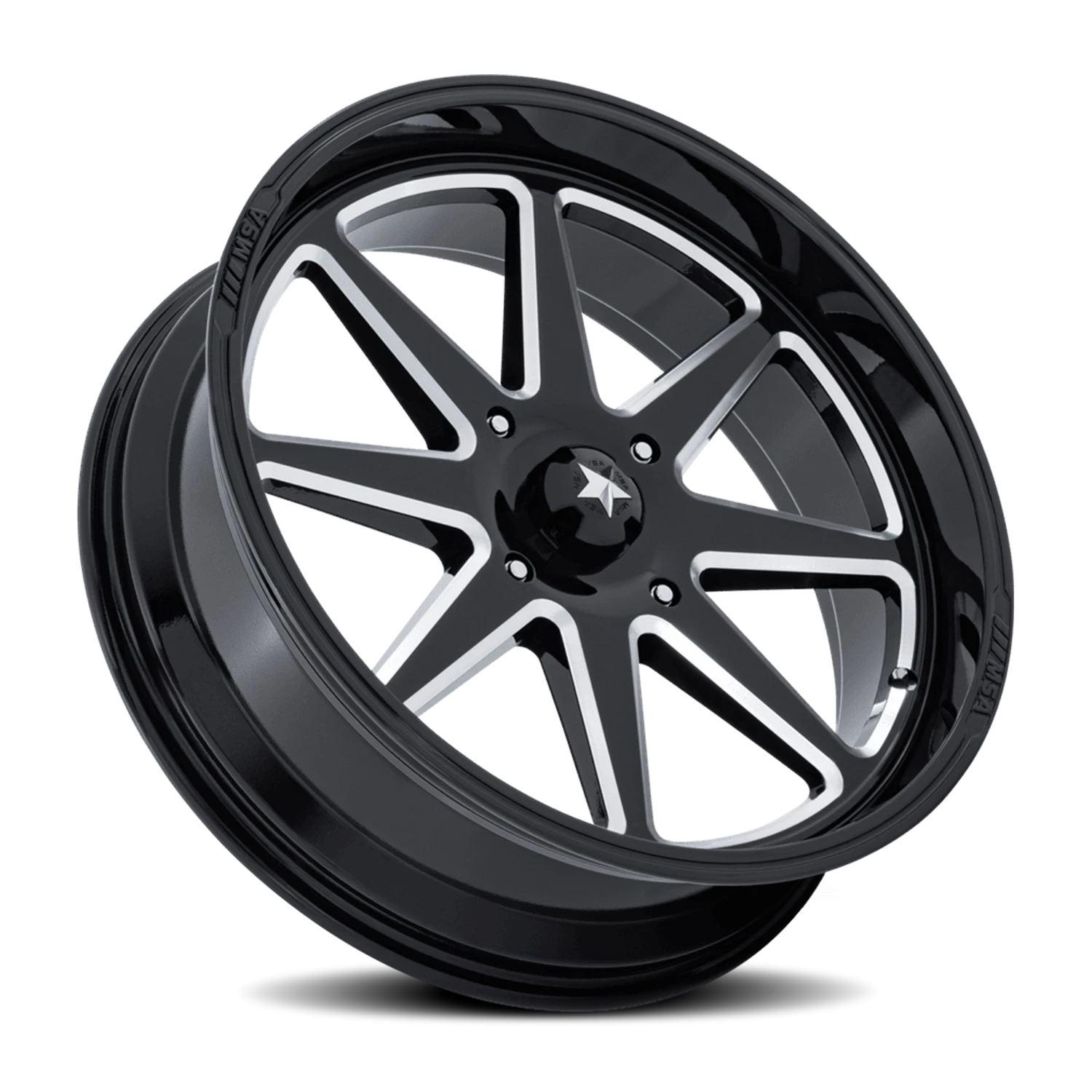 MSA Spark UTV 20x7" 4x110mm 86mm CB 0mm Gloss Black Milled