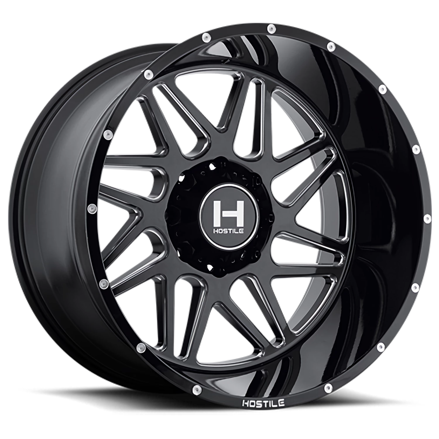 Hostile Sprocket H108 GB-M 20x10 -19 8x165.1mm 125.2mm Gloss Black Milled