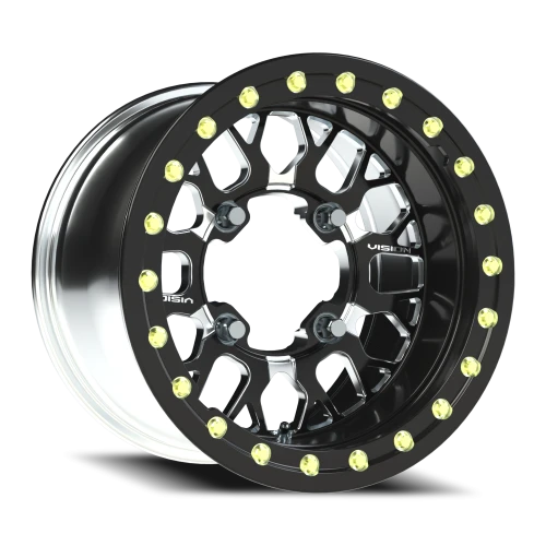 Vision 346BL 15x6 +50 4x156mm 131.1mm Gloss Black Milled Spokes
